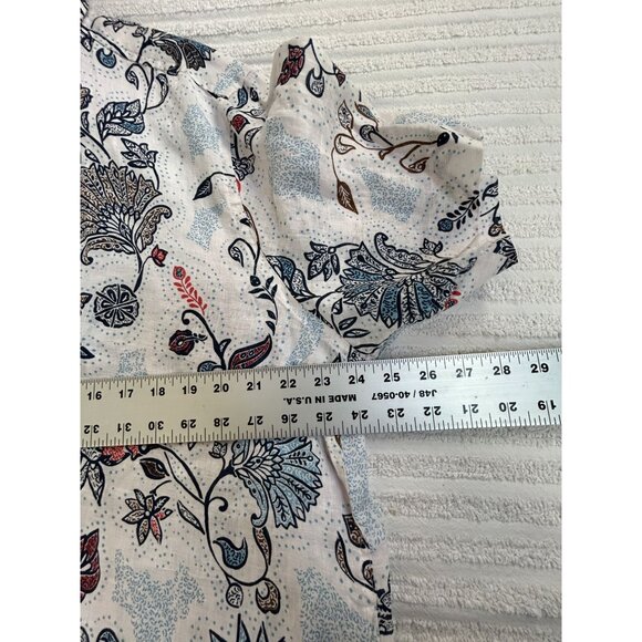 Tasso Elba Mens Floral Linen Short-Sleeve Button Up Shirt XL White/Multicolor - Picture 7 of 8